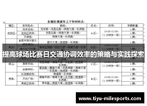提高球场比赛日交通协调效率的策略与实践探索